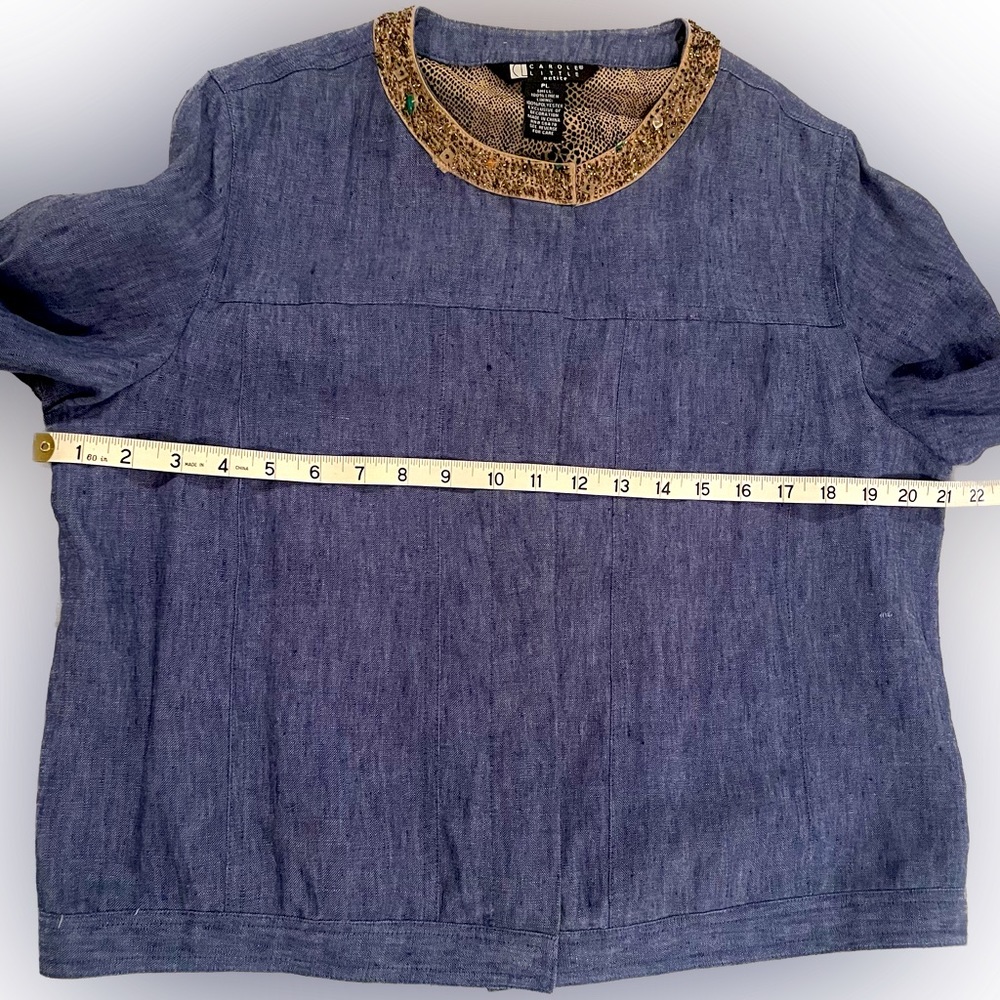 Beaded Linen Denim Jacket - Picture 7 of 8